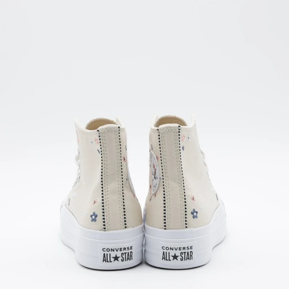 Converse Women's Chuck Taylor‎ All Star Lift Platform Floral Shoes Ivory Size 8 - Picture 10 of 11